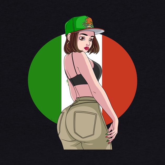 Strong Mexican Girl Mexicana Pride Mexico Flag by Noseking